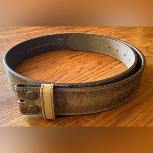 Vera Pelle Italian Leather Belt Distressed Brown Aged Size L 36”-38”, No Buckle